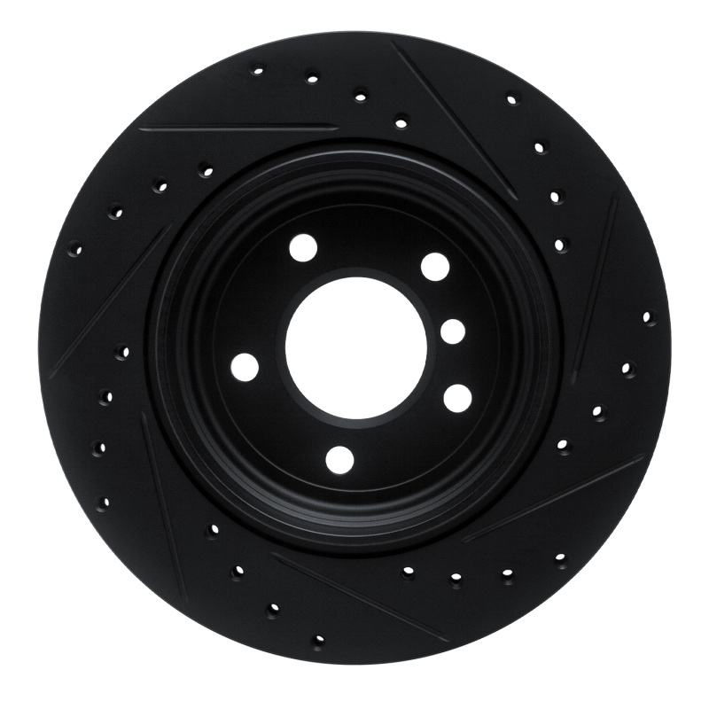 BMW 330CI Brake Rotor (1) - Rear Left - R1 Concepts - Drilled & Slotted - Black - `01-`06